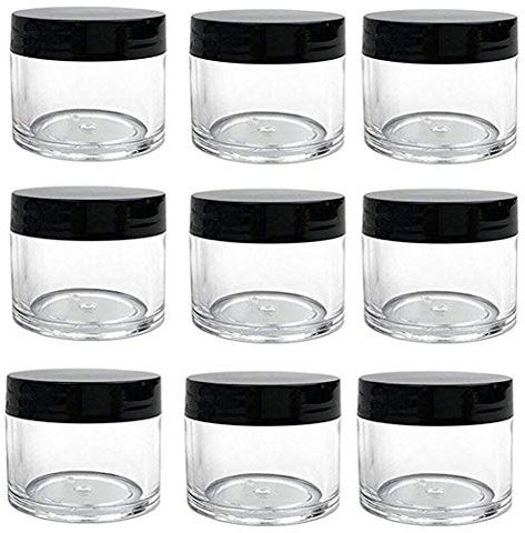 12 Pcs 30g/30ml Plastic Round Clear Cream Jars Cosmetic Jars Containers Travel Pots with Black Screw Cap Lids for Creams Lotions Make-up Sample