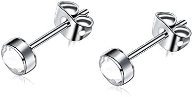 Artskin G23 titane boucles d'oreilles pour femmes filles boucles d'oreilles clous hypoallergénique sans nickel 4mm boucles d'oreilles en cristal pour oreilles sensibles