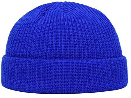 Dressin Hip Pop Strickmütze Beanie für Männer und Frauen Warm Rippenrand Stil Mützen Herbst Winter Mütze in Blau Damen-Herren - Fisherman Docker Fischer Arbeitsmütze, Azul B5, Einheitsgröße