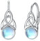 Mondstein Ohrringe für Damen 925 Sterling Silber Irischen Keltischen Knoten Ohrringe Leverback Schmuck Geschenke (B-Mondstein mit keltischem Knoten)