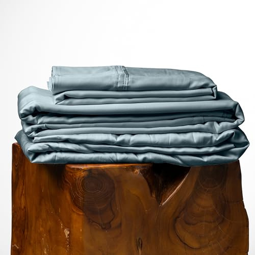 Olive + Crate Eukalyptus-Kissenbezug und Bettlaken-Sets in voller Größe | 100% zertifizierte Tencel-Faser aus Österreich | Besser als Seidenleinen, Bambus und Baumwolle | Tiefe Taschenbettwäsche |
