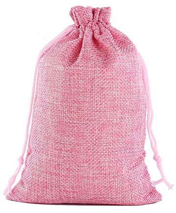 20 Pieces Sac Jute, Plats Petite Pochette Tissu Mini Pochette Lin pour Noel Baby Shower Thanksgiving Halloween Pâques Fête des Mères Sac Cadeau Bijoux Semences Sachets de Lavande-rose-9x12cm