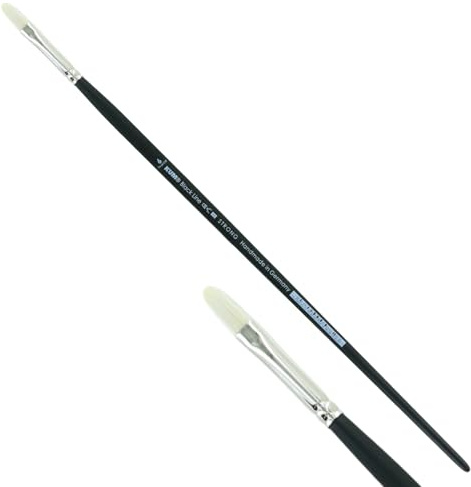 KUM - Acryl- und Ölpinsel Black Line Katzenzunge Größe 6 | Malpinsel für Künstler, Künstlerbedarf für Acrylmalerei und Ölmalerei