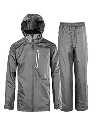 igeekwell Regenanzug Regenjacke Herren Wasserdicht Atmungsaktiv Fahrrad Regenbekleidung Reflektierender Fischen Regenmantel Leichter Winddichte Regenjacke+Regenhose Set