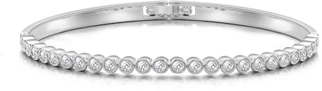 Philip Jones Silver Plated Tennis Bangle Created with Zircondia® Crystals (7 Inch)