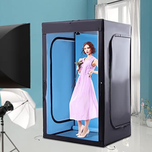 47x39x78 inch Portable Photo Studio Light Tent Photography LED Studio Large Lightbox Dimmable Photo Video Continuous Lighting Cube Shooting Tent Kit with 3 Colors Backdrops and Carrying Bag