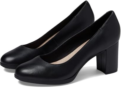Clarks Black's Bayla Skip Pump, Black Leather, 9 Medium US
