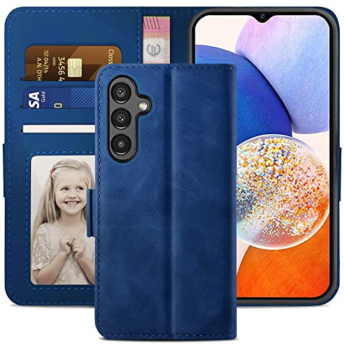 YATWIN Handyhülle Kompatibel mit Samsung Galaxy A14 5G Hülle, Klapphülle Samsung A14 Premium Leder Brieftasche Schutzhülle [Kartenfach] [Magnet] [Stand] Handytasche Case für Samsung A14, Blau