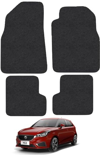 MG 3 (2011+) Car Mats Accessories Tailored Fit Carpet Floor Mats Non Slip Black Trim Full Coverage Compatible Accessory Front Rear Set Anti Slip Granulated Backing Hand-Finished