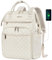 EMPSIGN Laptop Backpack Women 17 Inch, Large Laptop Rucksack Wide Open, College School Backpack with USB Charging Port, Water Repellent Travel Business Work Bag Computer Bookbag for Men, Beige