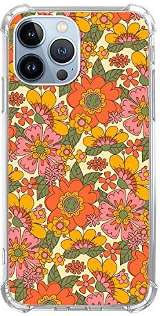 Dawjeg Retro Groovy Flowers Case Compatible with iPhone 15 Pro Max, 70s Hippie Floral Case for iPhone 15 Pro Max, Unique TPU Protective Phone Case