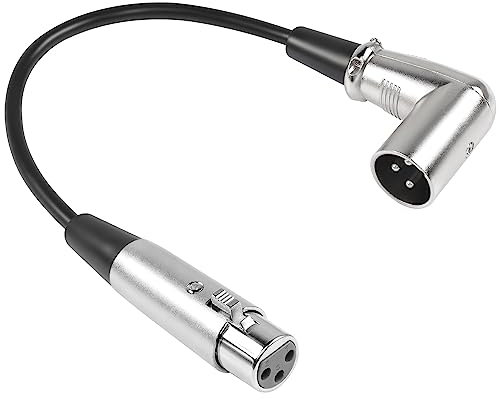 QIANRENON 90° Angle XLR Microphone Short Cable - 3Pin XLR Right Angle Male to Female Balanced Cable, 90 Degree Plug to Socket Audio Extension, 30cm/11.8in
