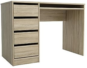 Brent - Schreibtisch mit Schubladen und Tastaturablage, Bürotisch Computertisch Klein Arbeitstisch Büro PC-Tisch Kinderschreibtisch mit Stauraum, Gregory B:110 H:77 T:55 cm Sonoma Eiche