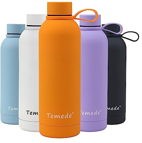 Temede Borraccia in acciaio inox da 350 ml, senza BPA, a doppia parete, isolata sottovuoto, borraccia termica riutilizzabile per bevande fredde e calde, borraccia sportiva, ideale per uomini, donne e