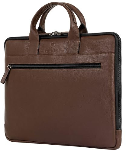 VON HESSEN Laptoptasche aus echtem Nappa-Leder bis 16 Zoll - Aktentasche Herren & Damen - Luxuriöse Echtleder Arbeitstasche für Büro & Alltag - Laptop Hülle in Braun
