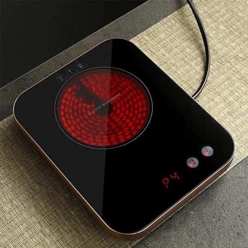 McbeAn Portable Induction Cooktop, 800W Electric Mini Stove with LCD Touch Screen Control, 4 Heat Speed, Auto-Shut-Off, Constant Temperature Energy Saving, for Boiling Water, Making Tea and Coffee