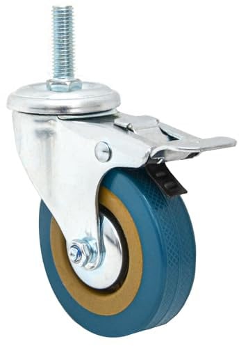 eyepower 1 Stück 360° Schwerlast Möbelrollen Lenkrolle 75mm - M10 Rollen mit Bremse - Transportrollen Lenkbar Rollen mit Gewinde M10 Möbelroller Schwerlast Paletten Rollen Schirmständer Rollen Outdoor