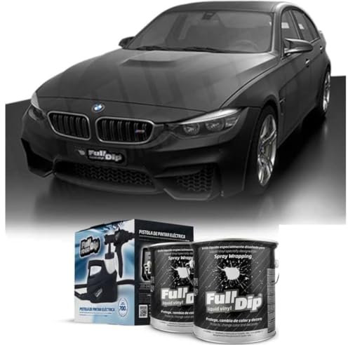 AutoFullCar - Kit pintar coche entero Negro Mate Full Dip - 2 Botes de 4 Litros Vinilo Líquido + Turbina eléctrica Hazlo tú mismo