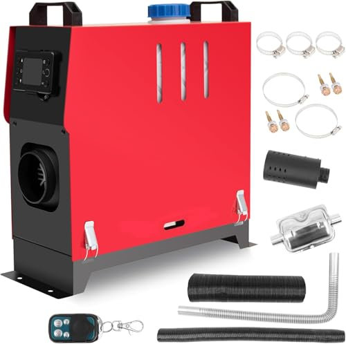 EVGTTI 5KW/8KW All-in-One Diesel Heater, Parking Heater with LCD Switch & Remote Control, Parking Heater Kit for RV Truck, Boat, Bus, Car Trailer (red)