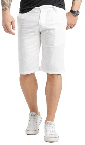 Rock Creek Herren Shorts Leinenshorts Chino Bermuda Sommer Shorts Regular Fit Leinen Kurze Hose Stoff Shorts Sommerhose RC-2370 Weiß W38