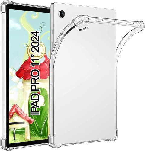 TPU Coque pour iPad Pro 11 M4 2024 (A2836/A2837/A3006), avec 4 Coins épaissis, Antichoc, Ultrafine, Bumper Étui Housse de Protection en Silicone, Transparente