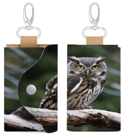 WYUSPGK Schlüsseltasche aus Leder, Motiv: wilde Eule, Vögel, schicker Schlüsselhalter, Alltags-Schlüsseltasche, multifunktional, praktische Schlüsseltasche, Stil, Einheitsgröße, Stil:, Einheitsgröße,