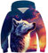 Goodstoworld 3D Pullover Kinder Wolf Druck Jungen Pulli Mädchen Hoodie Sweatshirt Kinder Galaxi Kapuzenshirt Kapuzenpullover Coole Lustig Pulli 6-8 Jahre
