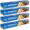 4 Pack Tin Foil Roll | 32M Total Aluminium Kitchen Everyday Foil 8M x 30cm | Non-Stick Aluminium Foil for Wrapping, Grilling & BBQ | Tinfoil Dispenser & Cutter | Silver Foil Cooking