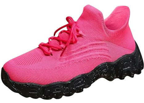 Chaussures-Mode-Et-Sport-Pour-Femmes-Basket-Femme-Plateforme-Fluo-Tennis-Chaussures-De-Running-Femme-Confortable-Chaussure-Marche-Femme-Legere-Maille-Chaussure-Orthopédique-Femme (Rose Noir, 38)