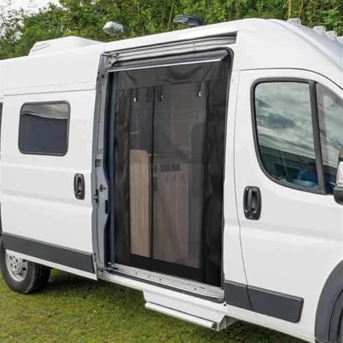 Moustiquaire Magnétique pour Porte Coulissante de Van – Protection Anti-Insectes Durable pour Caravane et Véhicules Utilitaires, Fermeture Aimantée-Noir
