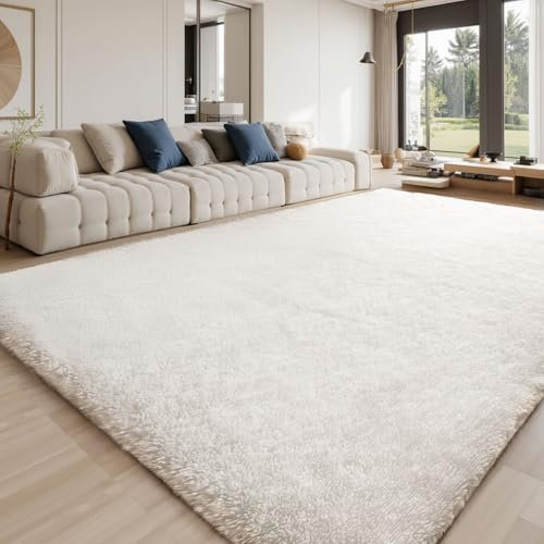 Sour Lemon Hochflor Teppich Elfenbeinweiß Teppich Wohnzimmer 200x300 Waschbar Anti-Rutsch Extra Große Teppiche Schlafzimmer Flauschige Moderne Teppiche Matte Teppichen für Schlafzimmer Kinderzimmer