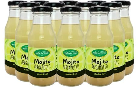 Valle del Crati Mojito al Bergamotto | 12 bottiglie da 200ml | Mojito Analcolico con Succo di Bergamotto Calabrese | Drink Analcolico con Menta e Lime