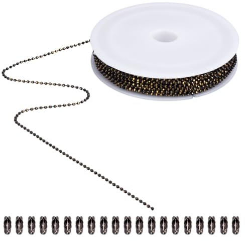 SOFPLATE 30 Fuß/9 m 1.5mm Messing Kugelkette Hundemarken Perlenkette Kleine Runde Facettierte Kugel Gunmetal Zug Gelötete Metallrollen Gliederketten Verbindungsstücke Für Die Schmuckherstellung Halske