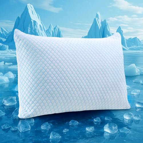 UNIKOME Kühlendes Kopfkissen 40x60CM, Memory Foam Kissen Doppelseitiger, Cooling Pillow Kalt/Warm Abnehmbar, Blau für Sommer/Herbst, Weiß für Winter/Frühling, Oeko-Tex