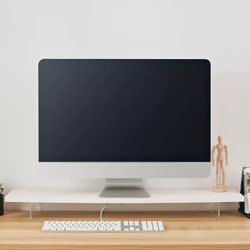 Generisch 8 Zoll breiter Monitorständer-Riser, höhenverstellbarer Computerständer, Holz-Acryl-Monitorständer, Desktop-Ständer-Organizer for Laptop-Computer(Milk,90cm/35.4in)