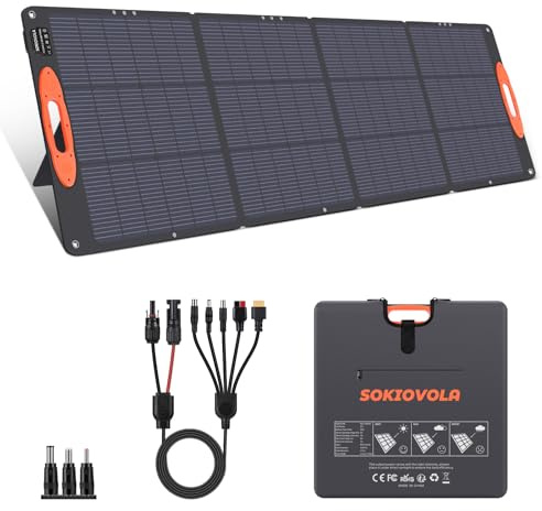 SOKIOVOLA N-Type 16BB 200W Panel solar portátil para EF/Jackery/Bluetti/Anker, panel solar plegable de 20 V, 25% de alta eficiencia, IP68, impermeable, para viajes al aire libre, caravana, camping