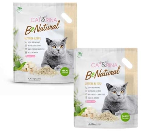 Cat&Rina Tofu pflanzliches Katzenstreu, 10 l, Entsorgung im Bio oder Toilette, geruchshemmend, klassischer Duft, 2 Stück
