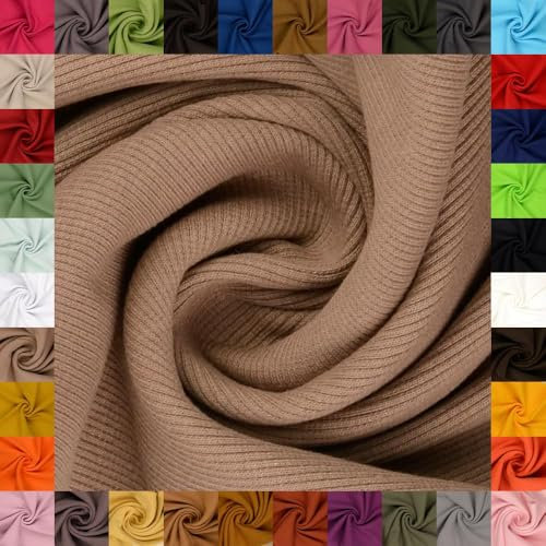 fingsi Stoffe Linus Bündchenstoff Grobstrick Schlauchware Coupon Uni - 27cm Schlauchbreite - 95% Baumwolle, 5% Elasthan (34. Taupe 0,5m)