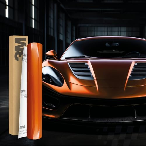 3M 2080 Car Wrapping Folie 30x152cm Selbstklebende Autofolie für Auto Motorrad Boot 3D Lackschutzfolie mit Luftkanälen zum Folieren (G364 Gloss Fiery Orange)