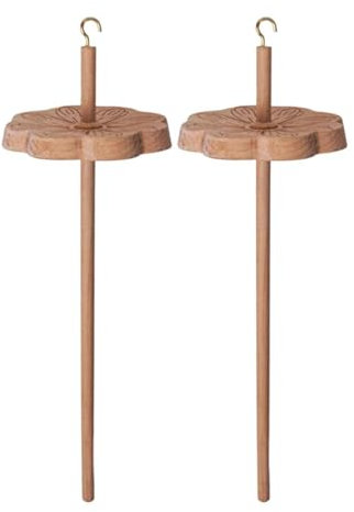 Pocoiau 2pcs Holzspindel Topwirbelgarnspinner Häkeln Spinnerrad Für Wollgarnherstellung