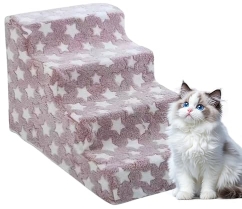 Escaleras para Mascotas - Escalera para Perros De 4 Peldaños De Apoyo para Mascotas Pequeñas con Relleno De Espuma Suave | Pasos para Perros De Cama Escaleras De Gato No Resbaladizas Lavables
