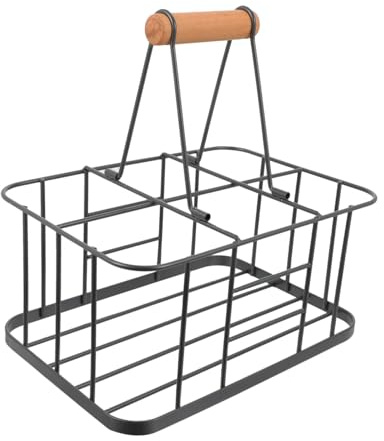 SOIMISS Weinregal Metallkorb Für Flaschen Mit Holzgriff Getränkeflaschenregal Für Bar Und Zuhause Aufbewahrung Von Milchflaschen Und Bierflaschen