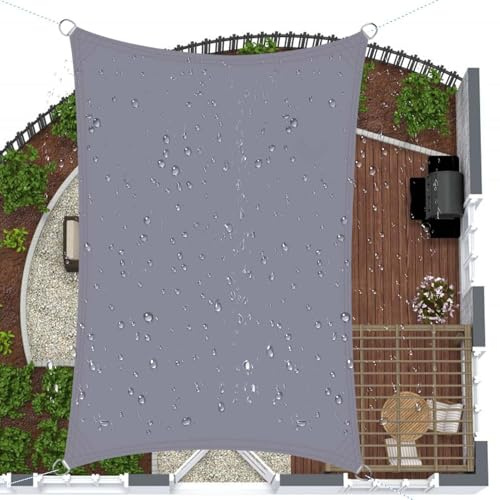 Sonnensegel, wasserdicht, 5 x 6 m, 98 % UV-Schutz, für Terrasse, Garten, Terrasse und Pool, atmungsaktiv mit gebogenen Kanten, perfekt für den Außenbereich