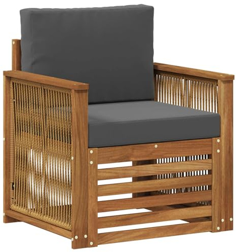 vidaXL Outdoor Mittelsofa Natur, Moderne Outdoor-Couch, modulare Möbel, wetterfestes Gartenlounge, Bequeme Terrassen-Sitzgruppe