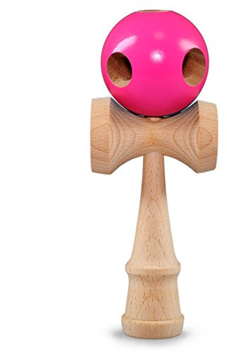 Ganzoo Kendama aus Buchen-Holz, Original Japanisches Traditionelles Holz-Sportgerät mit Kugel, Schnur und Fangteller für Geschicklichkeit/Balancing, Geschenk-Idee (Magenta Beginner + Holz)
