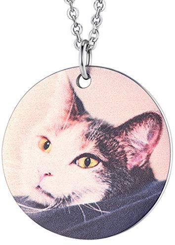 U7 Collier avec Photo Personnalisable Doré Acier Inoxydable Pendentif Médaillon Texte Gravé pour Lui Elle