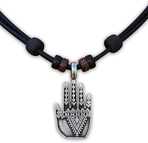 HANA LIMA Lederkette Hand der Fatima Khamsa Hamsa Lederhalskette Halskette Herren Damen