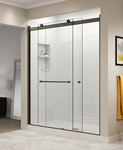 Basco Shower Door RTLH05B5270XPOR Rotolo Sliding Shower Door 48-52 in. W x 70 in. H, Oil Rubbed Bronze, 1/4 in. AquaGlideXP Clear Tempered Glass