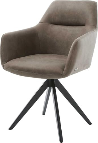 DELIFE Polsterstuhl Pejo-Flex Kreuzgestell kantig Schwarz Mikrofaser Taupe Vintage Taschenfederkern