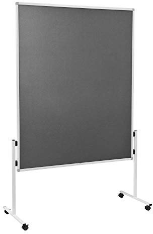 Legamaster Economy Moderationswand - grau - 150x120 cm - doppelseitig, mit Filz bezogenes Pinboard - einsetzbar als Trennwand - inkl. 4 feststellbaren Rollen